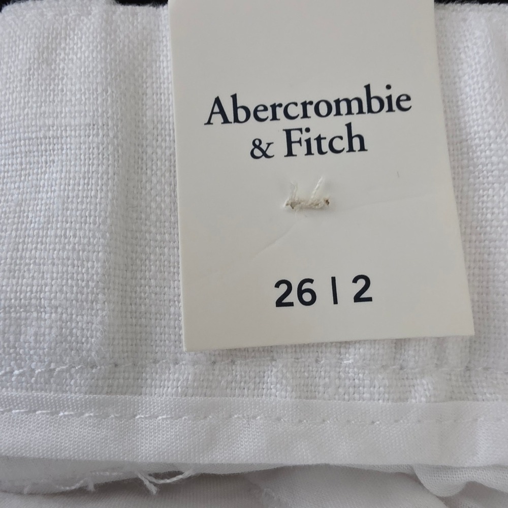 Abercrombie & Fitch White 100% Linen Shorts Women Size 26 NWT - Picture 7 of 8